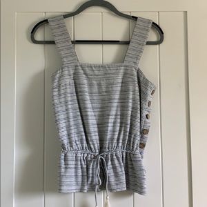 Lucky Brand Striped Tank Top w/ Side Buttons